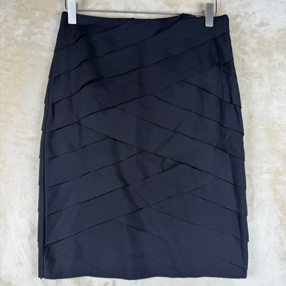White House Black Market NWT Women Sz 6 Instantly Slim Pencil Skirt Black Tiered